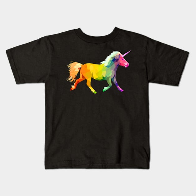 Rainbow Unicorn Kids T-Shirt by Worldengine